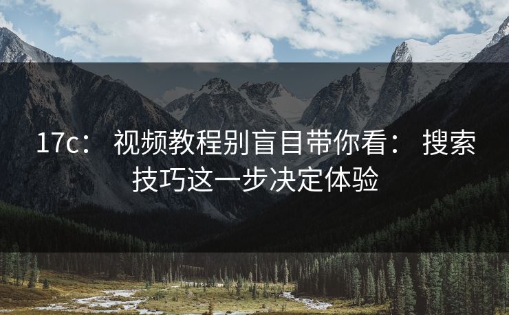 17c： 视频教程别盲目带你看： 搜索技巧这一步决定体验